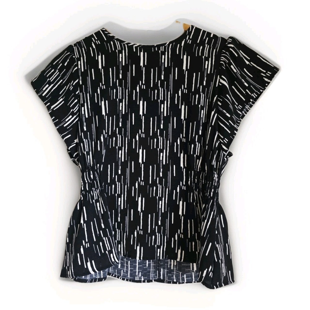Nine West Women's Blouse Top Size L Cinched Flutter Sleeve